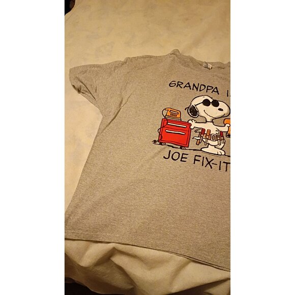 Grandpa Is Joe Fix-It Snoopy Graphic T-Shirt 3XL Gildan Heavy Cotton Gray Short - Picture 5 of 7